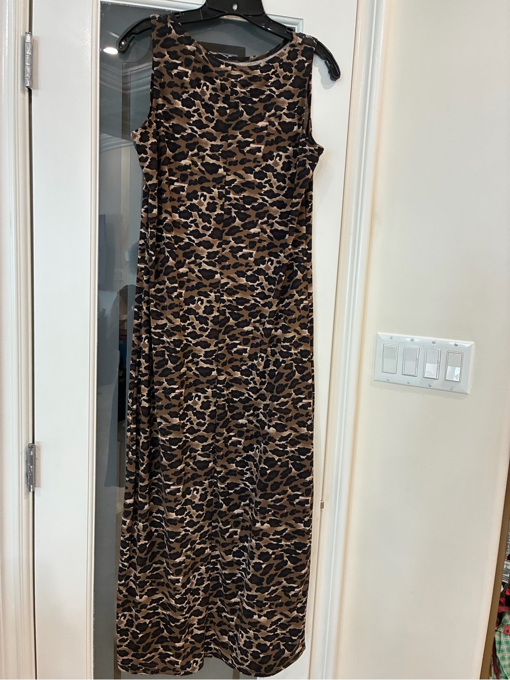 Sleeveless Brown Leopard Print Maxi Dress